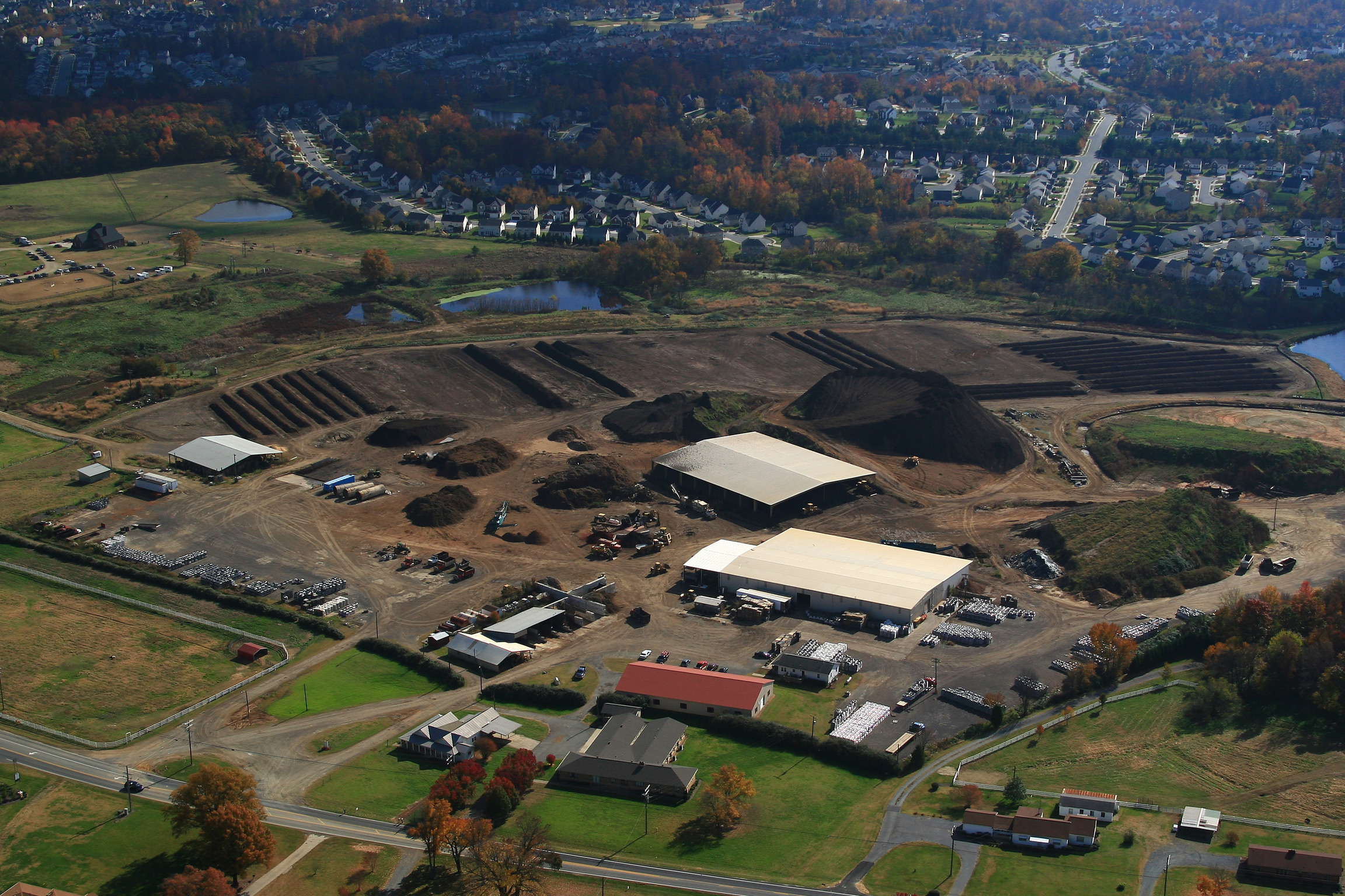 Aerial view of Wallace Farm facility in Huntersville, North Carolina
